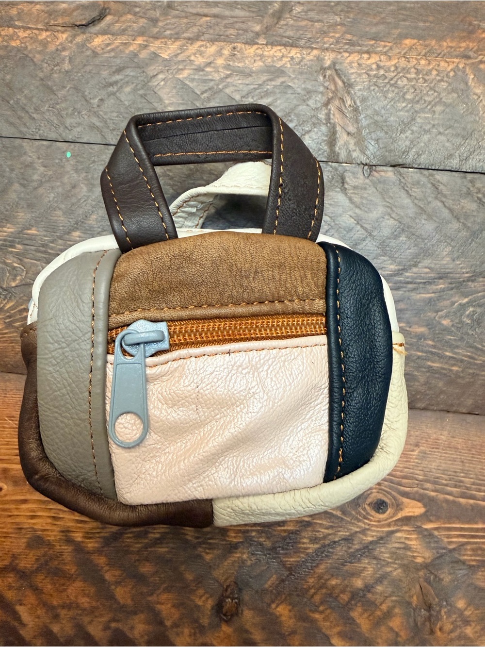 🎒 Super Cute Vintage Micro Backpack HANDBAG LEATHER PATCH Coin Pouch! GUC